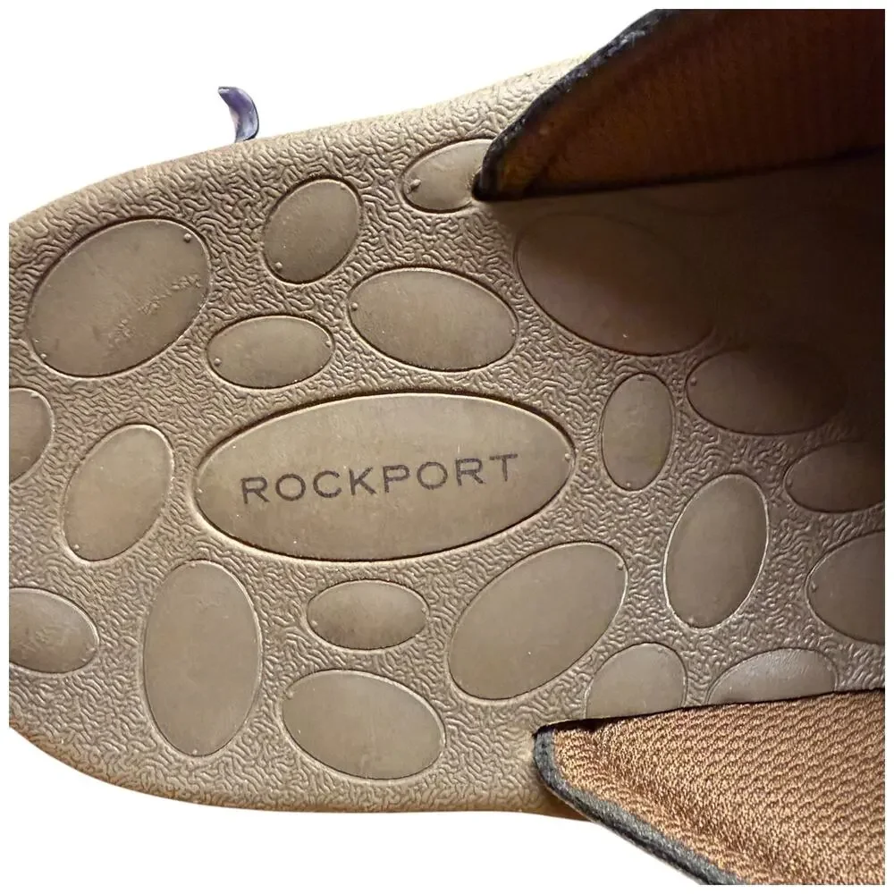 ROCKPORT Hayes Comfort Slides Men's 13 Brown Leather Sandals Casual